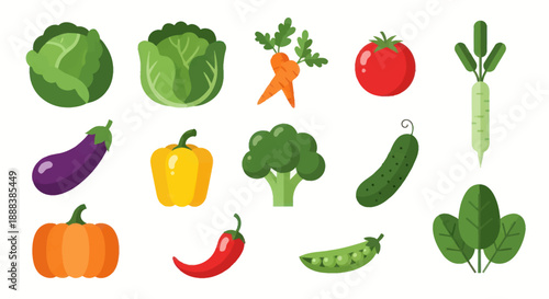 Colorful assortment of fresh vegetables isolated on white background
