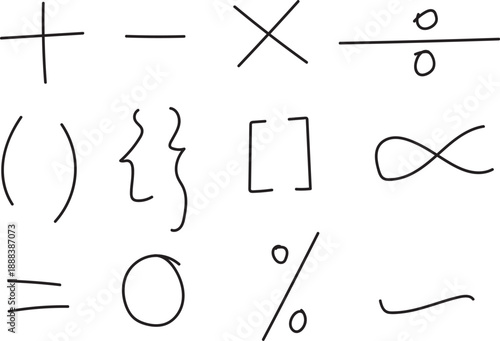 Hand drawn minimalist symbols and icons set, featuring clean lines and simple geometric shapes in a monochromatic style