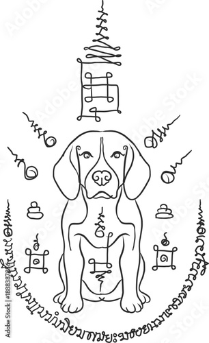 beagle dog thai tradition tattoo, 
