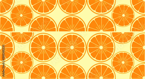 Pattern of Orange Slices with Bright Yellow Background Creating a Fresh and Vibrant Summery Feel