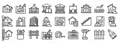 Architecture icon collection. Containing design architecture, building, construction, exterior, design