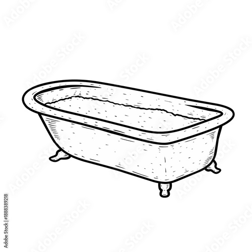 Sketch Clawfoot Bathtub Illustration
