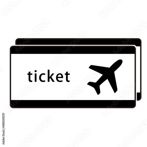 飛行機チケットのモノクロアイコン（2枚セット）
Monochrome Airplane Ticket Icon (Double)