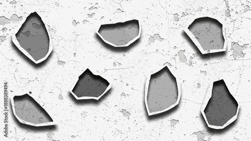 Old peeling paint on the wall background with cracked concrete and ragged edges vector illustration.
