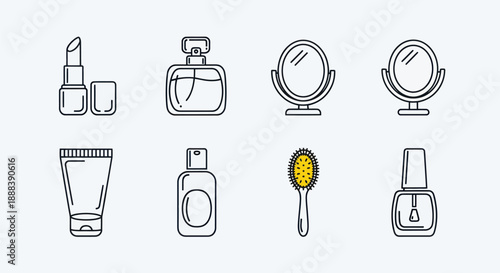 Cosmetics and beauty products illustration isolated on white background