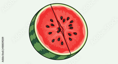 Minimalist Illustration of a Watermelon Half with a Clock Inside Showing Time