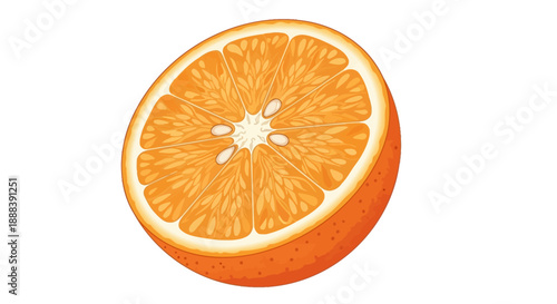 Freshly Sliced Orange Half with Bright Juicy Segments and Vibrant Colorful Peel