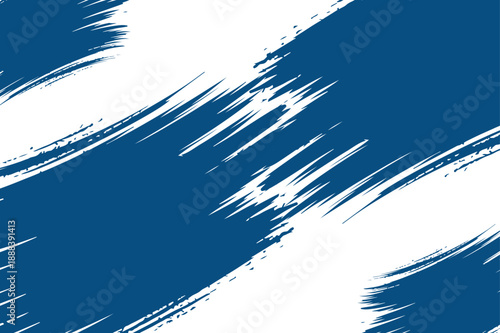 Abstract brush stroke art with blue background and white silhouette