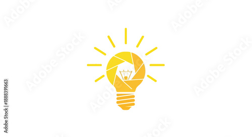 Bright Idea Light Bulb Symbol with Rays of Light.