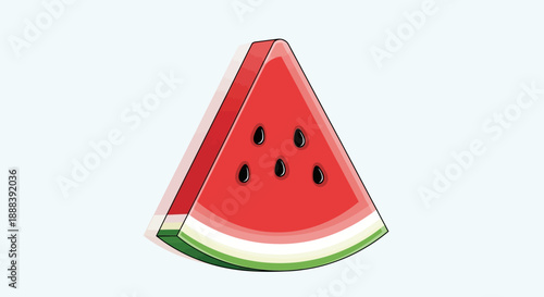 Illustration of a fresh and juicy watermelon slice with vibrant colors and realistic details