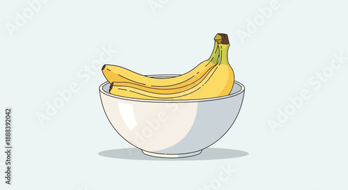 Simple Illustration of Fresh Bananas in a White Bowl for Healthy Snacks