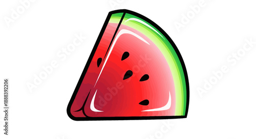 Colorful Watermelon Slice Illustration with Bright Red and Green Tones for Summer and Fruit Themes