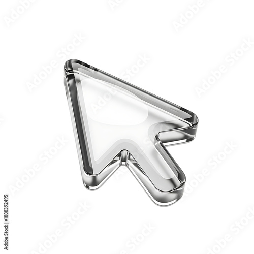 Glass computer mouse cursor isolated on transparent background