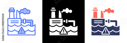 Ocean Pollution triple icon