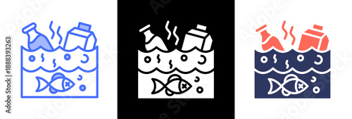 Water Pollution triple icon