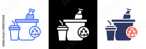 Plastic Waste triple icon
