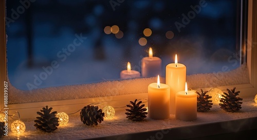 Cozy winter night candle display