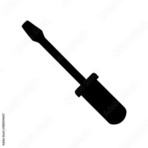 Black silhouette icon of a screwdriver, isolated on a transparent background. This minimalist graphic is ideal for hardware store websites, DIY blogs, and repair service articles.