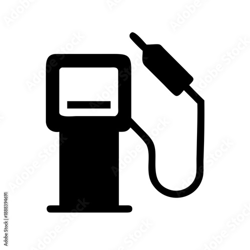 Minimalist black and white fuel pump icon. A clean vector-style illustration of a gas station dispenser with a nozzle.