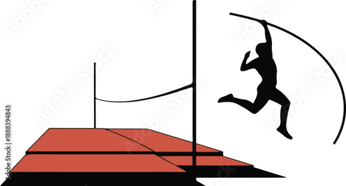 Athlete at the pole vault system