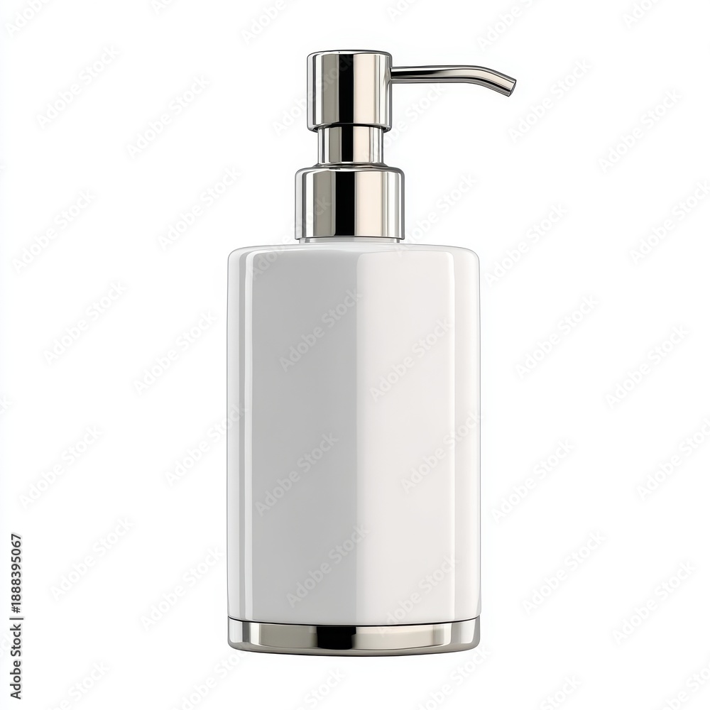Obraz premium Sleek modern soap dispenser isolated on a white background