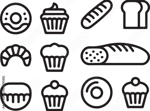 bakery vector icon set