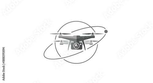 Drone Technology Icon with Orbiting Path.