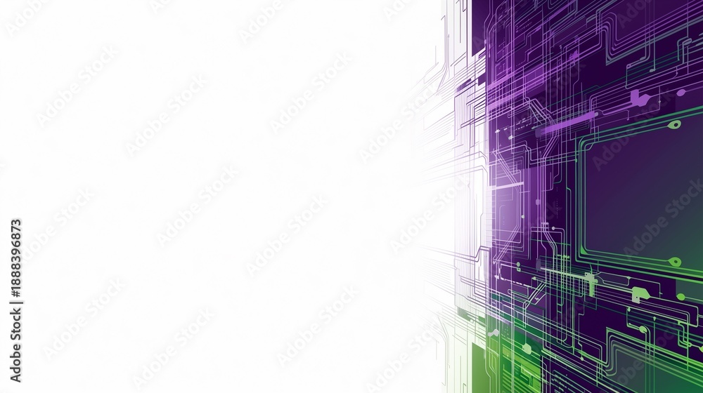 Obraz premium Abstract purple and green advanced technology background for business presentation 