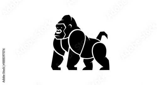 Bold gorilla silhouette illustration strength and graphic design concept