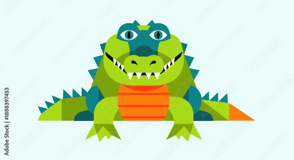 Obraz premium Cartoon alligator illustration smiling against a bright background