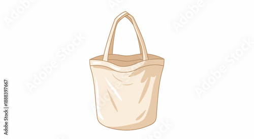 Beige Canvas Tote Bag with Handles.