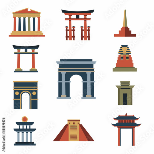 Collection of Ancient Architectural Landmarks and Monuments.