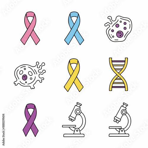 vector illustration of cancer symbols set