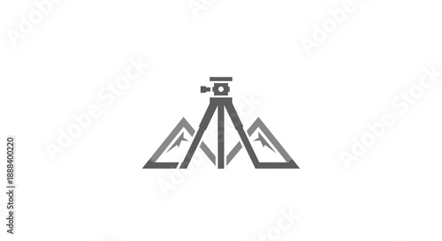 Geometric Logo Design of a Surveying Tripod on Mountains.