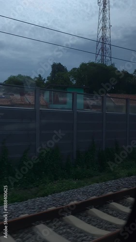 View from inside a moving fast train.. View from inside a moving high speed train