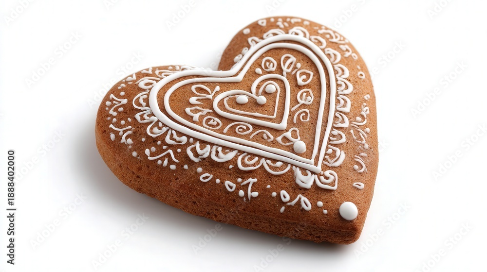 Fototapeta premium Gingerbread cookie heart isolated on white background