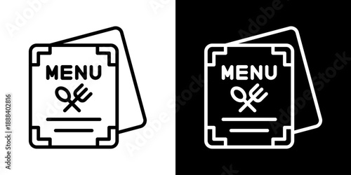 Restaurant Menu Icon Of Line Black And White Style