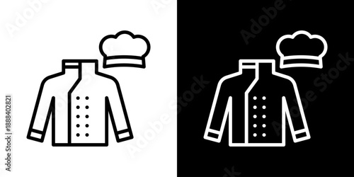 Chef Uniform Icon Of Line Black And White Style