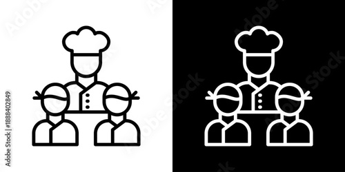 Kitchen Staff Icon Of Line Black And White Style