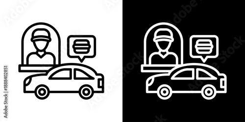 Drive Thru Icon Of Line Black And White Style
