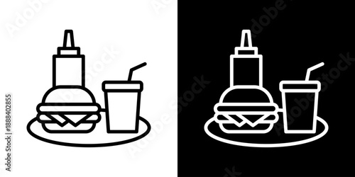 Meal Combo Icon Of Line Black And White Style