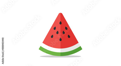 Stylized Watermelon Slice Illustration with Green Rind and Black Seeds