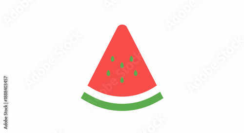 Minimalist Watermelon Slice Illustration with Bright Red and Green Colors Emphasizing Freshness