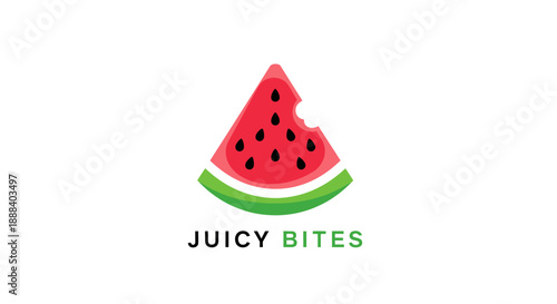 Cute and colorful watermelon slice logo design with the text Juicy Bites for a fresh fruit brand