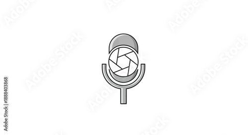 Microphone with camera lens aperture symbol.