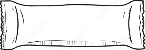 Candy Bar (Protein or Granola Bar) Snack Hand-drawn Sketch Drawing Vector Illustration, Line Linear Symbol Engraving Coloring Book, Black and White Isolated
