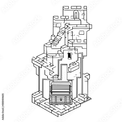 Medieval Castle Architecture Isometric Illustration