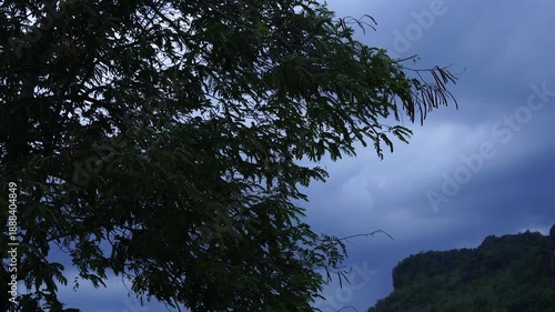 Tourist attractions in Thailand. Phu Pha Man, Khon Kaen Province. Bat Cave at dusk.