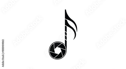 Musical Note Camera Lens Aperture Symbol.