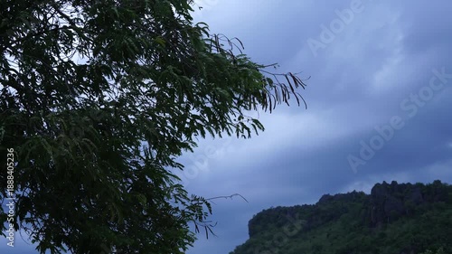 Tourist attractions in Thailand. Phu Pha Man, Khon Kaen Province. Bat Cave at dusk.